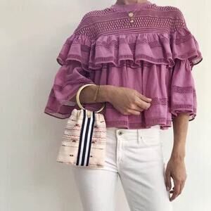 Sea New York Women’s Ruffle Baja Lace Cropped Top- Color‎ Orchid- Sz 0